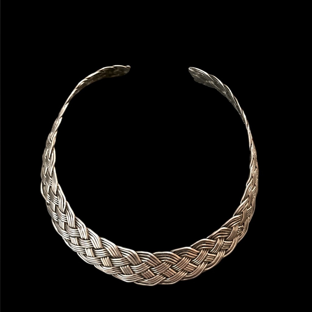 Vintage Sterling 925 silver braided choker cuff necklace